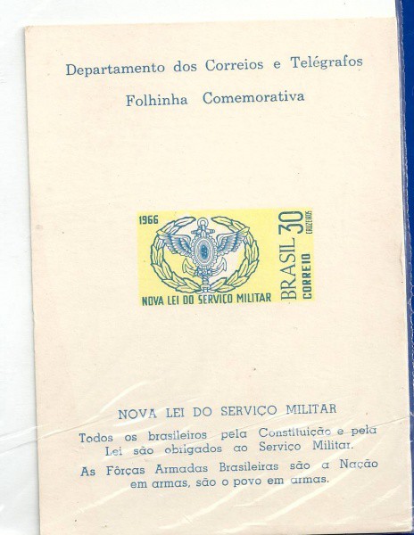 FOLHINHA COMEMORATIVA NOVA LEI DO SERVIÇO MILITAR 1966
