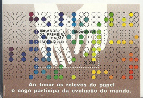 BLOCO DE SELO BRASIL 79, 150 ANOS DA PRIMEIRA PUBLICAÇÃO EM BRAILE