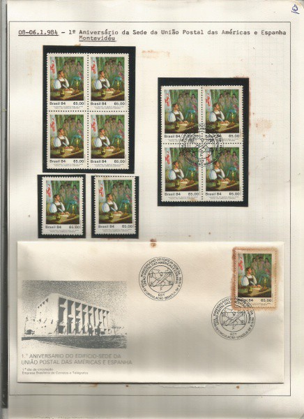 BRASIL - ENVELOPE 1 DIA + SELOS  -  1º ANIVERSA´RIO DA SEDE DA UNIÃO POSTAL DAS AMÉRICAS