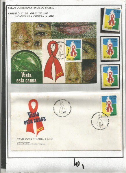 BRASIL - SELOS + ENELOPE 1ºDIA + POSTAL  CAMPANHA CONTRA A AIDS  - 1997