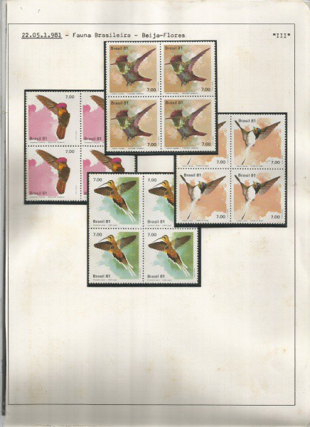 BRASIL - 5 QUADRAS  - FAUNA BRASILEIRA - BEIJA-FLORES