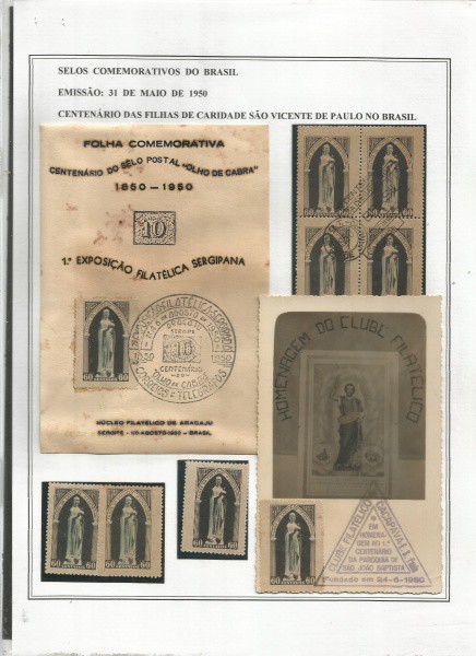 BRASIL - POSTAL + SELOS + FOLHA COMEMORATIVA  - CENTENÁRIO DAS FILHAS DE CARIDADE SÃO VICENTE DE PAU
