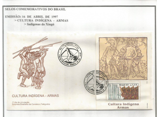 BRASIL - ENVELOPE 1 º DIA - CULTURA INDÍGENA - ARMAS 1997