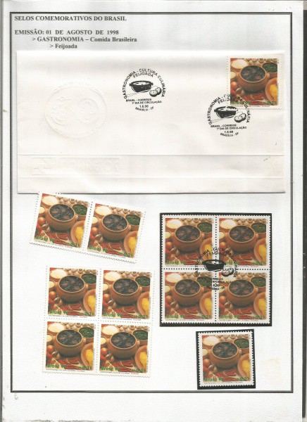 BRASIL - ENVELOPE 1 º DIA + SELOS  -  GASTRONOMIA - FEIJOADA - 1998