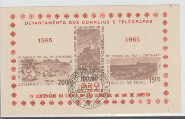 BRASIL- Bloco IV centenario da cidade de são sebastião do rio de janeiro - mint