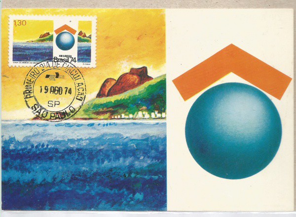 POSTAL EM ESTADO MINT C CARIMBO 1 DIA 1974