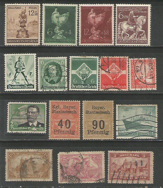 Lote 18  ALEMANHA REICH  16 Bons Selos Perfeitos