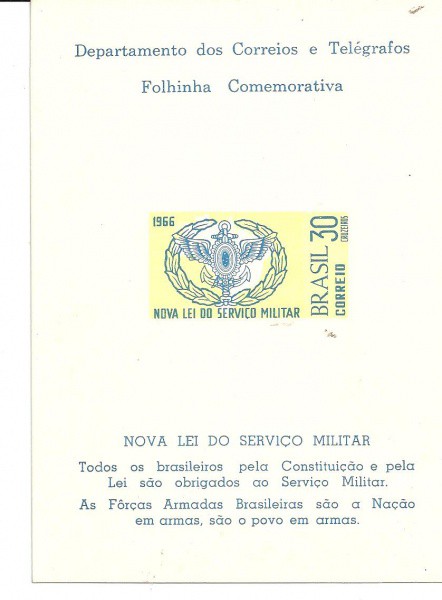 Folhinha Comemorativa - Nova Lei Do Serviço Militar