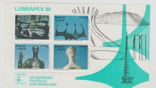 BLOCO BRASIL XIII EXPOSIÇÃO FILATÉLICA LUSO-BRASILEIRA LUBRAPEX 90