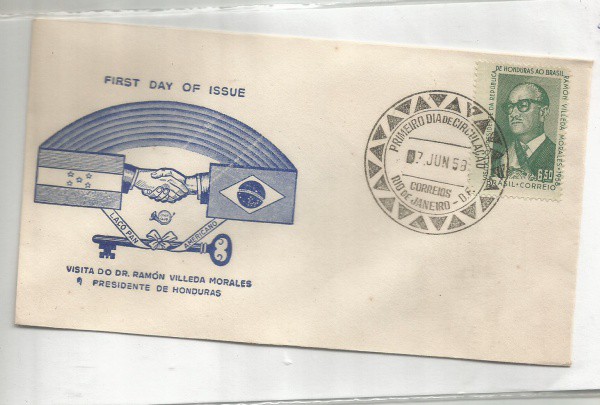 envelope 1 dia de circulaçao visita do dr. Ramon villeda morales.