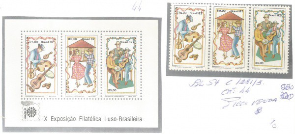 BRASIL, BLOCO  B54 E C 1281/3, ESTADO MINT DE CONSERVAÇAO