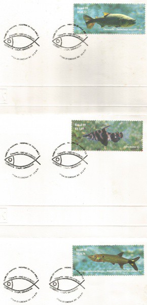 BRASIL, 3 ENVELOPES RELATANDO A FAUNA, PEIXES...PERFEITOS , PARA SUA COLEÇAO