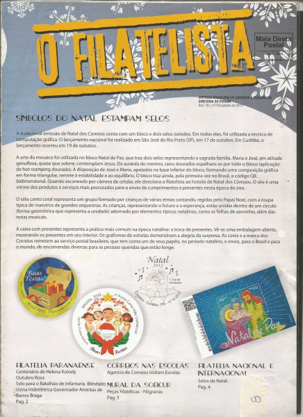 BRASIL, REVISTA O FILATELISTA, DEZ DE 2012, EXCELENTE ESTADO DE CONSERVAÇAO.