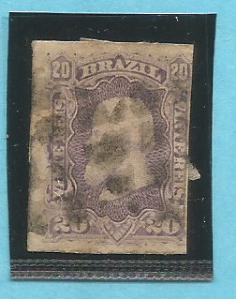 BRASIL, 20 REIS, PAPEL NO REVERSO