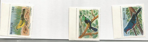 selos brasil passaros proteção a fauna c1036-1037-1038 1978