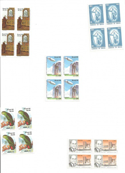 05 QUADRAS DE SELOS DO BRASIL -  VARIADOS - NOVOS.