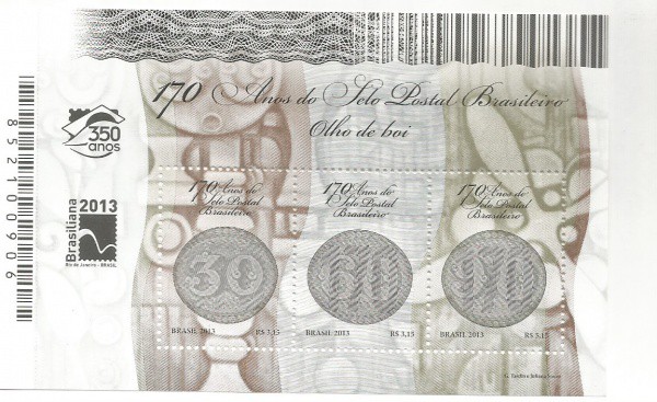 BRASIL - BLOCO - 170 ANOS DO SELO POSTAL  - OLHO DE BOI