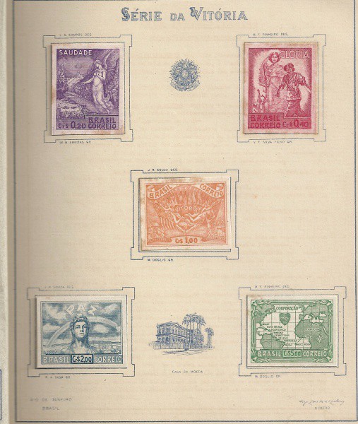 BRASIL, LINDO FOLDER EMITIDO PELOS CORREIOS ORIGINAL DA SERIE VITORIA, ANO 1945