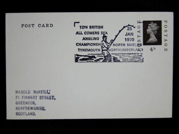 Inglaterra, cartão circulado em 1970 tema `Pesca/Peixes`