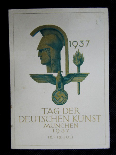 Alemanha Nazista, III Reich, postal déc. 30, comemorativo Semana de Arte de Munique. No verso selo