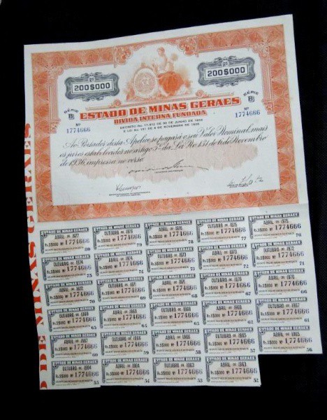 Apólice da Dívida Interna do Estudo de Minas Gerais de 1934Apólice da Dívida Interna do Estado de Mi