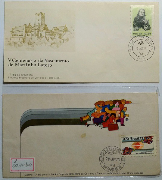 BRASIL - 02 ENVELOPES DE 1º DIA DE CIRCULAÇÃO ANOS 1973 E 1983.