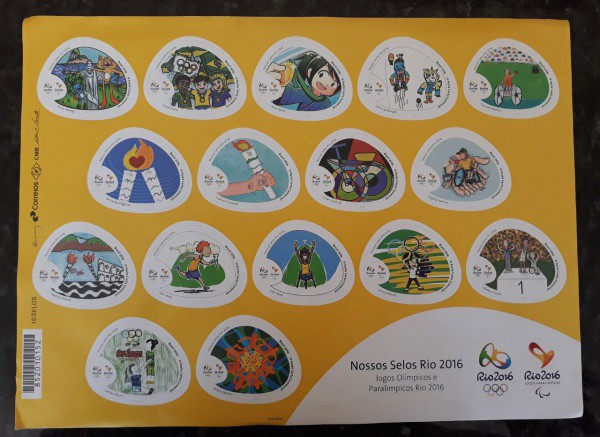 FOLHA DE SELO DO BRASIL - 16 SELOS - RIO 2016 - NOVO