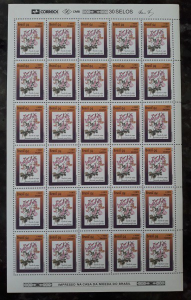 FOLHA DE SELO DO BRASIL - 30 SELOS - RHM 1890 - 1 PORTE - NOVO