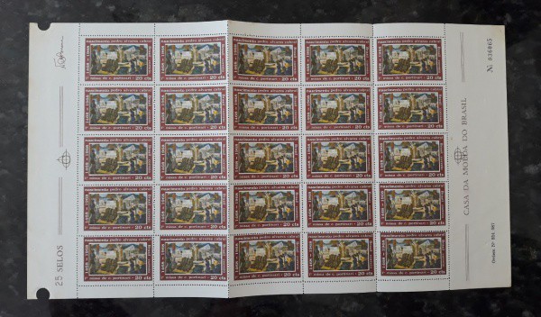 FOLHA DE SELO DO BRASIL - 25 SELOS - RHM 596 - NOVO - 1968