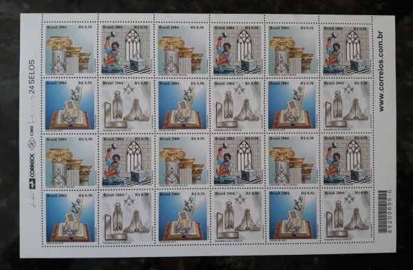 FOLHA DE SELOS DO BRASIL - 24 SELOS - RHM 2586 CONJUNTO - NOVO - 2004