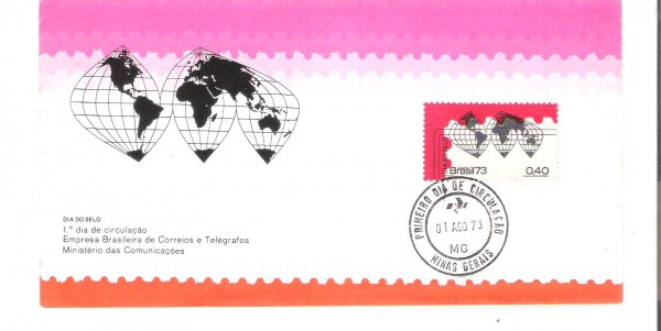 FDC-027d - 1º DIA - CARIMBO DE MINAS GERAIS - 01/08/1973