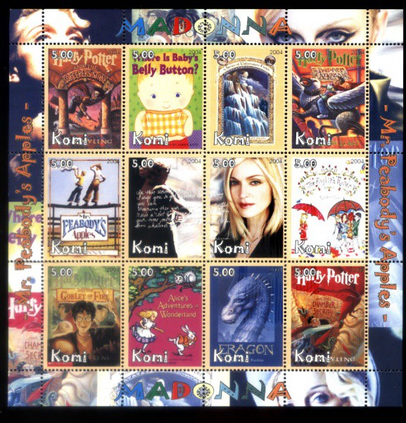 BLOCO MINT DO KONI TEMA CINEMA - MADONNA E LITERATURA - BELA PEÇA MINT