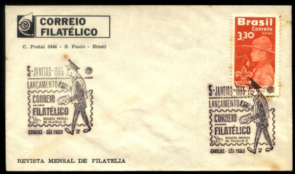 BELO ENVELOPE COM CARIMBO COMEMORATIVO ANO 1965 - TEMA FILATELIA - HISTORIA POSTAL