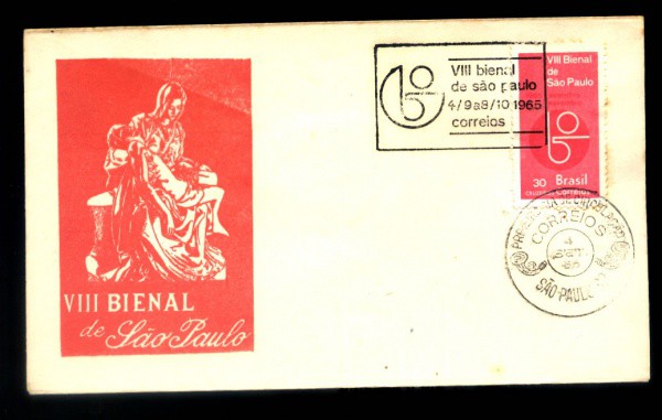 BELO ENVELOPE COM CARIMBO COMEMORATIVO ANO 1965 - TEMA ARTES - BIENNAL DE SÃO PAULO