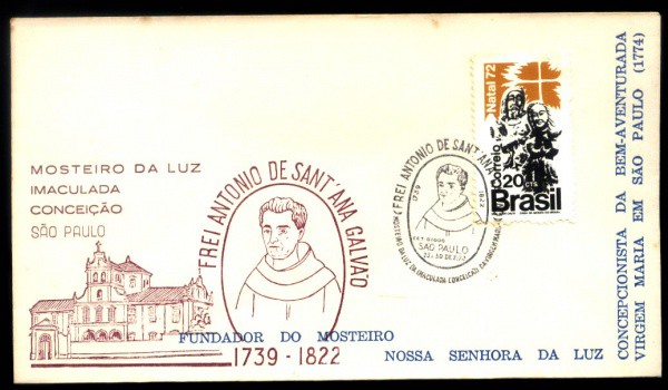 RARO ENVELOPE NESTE ESTADO DE 1972 CARIMBOS TEMATICOS  TEMA RELIGIAO - PEÇA PARA EXPOSIÇÃO