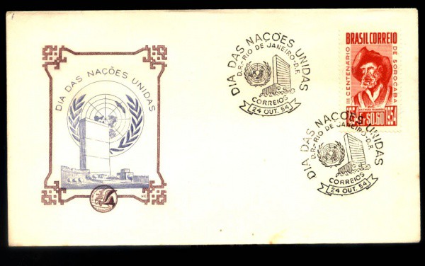 ENVELOPE TEMATICO  ANO 1954 - NAÇÕES UNIDAS  - RIO DE JANEIRO - ESTADO NOVO -PERFEITO
