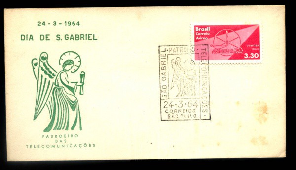 BELO ENVELOPE TEMATICO - TEMA RELIGIÃO - SÃO GABRIEL - OTIMO ESTADO  ANO 1964