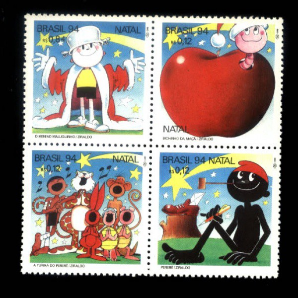 BRASIL  SERIE EM QUDRA TEMA NATAL - DESENHOS ZIRALDO - NOVA ANO 1994