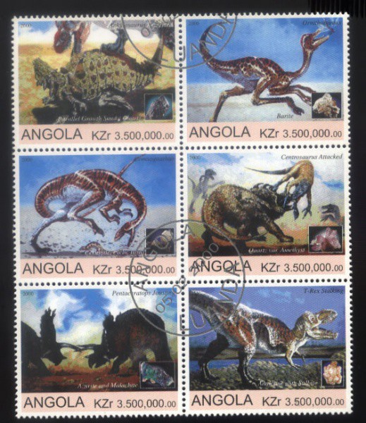 SEXTILHA  - ANGOLA - ANO 2000 - TEMA FAUNA - DINOSSAUROS