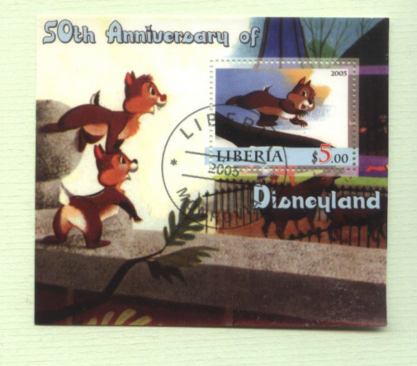 BLOCO DA LIBERIA ANO 2005 - DISNEY - DESENHOS - COM CARIMBO