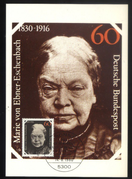 MAXIMO POSTAL  - ALEMANHA - ANO  1980 - MARIE  VON EBNER  - MINT