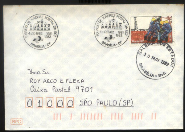 ENVELOPE DO BRASIL - ANO 1982 - CIRCULADO - TEMA - XADREZ