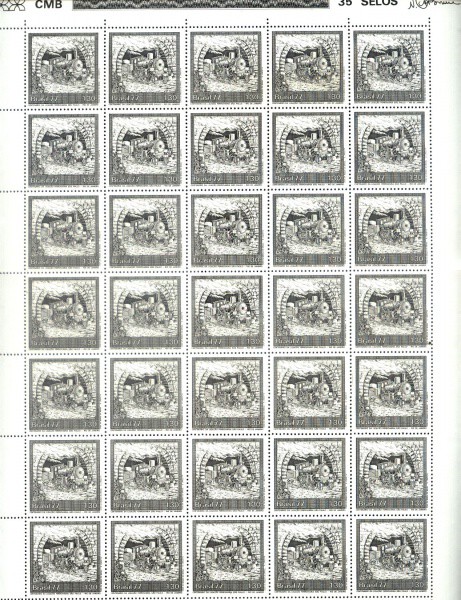 FOLHA DE SELOS DO BRASIL - ANO 1977 - 35 SELOS