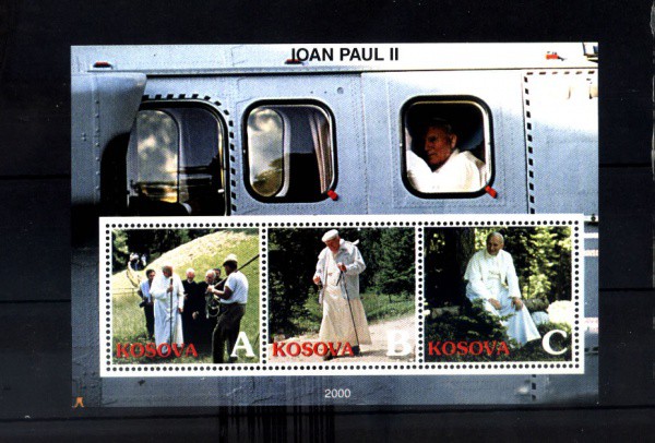 BLOCO DE KOSOVA - ANO 2000 -TEMA - PAPA JOAO PAULO II - NOVO