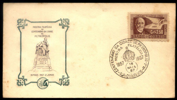 ENVELOPE DO BRASIL - ANO 1957 -  TEMA - CARIMBOS TEMATICOS - CENTENARIO DA CIDADE DE PETROPOLIS- MOS