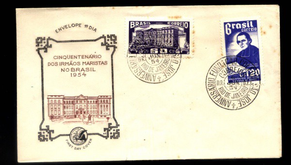 ENVELOPE DO BRASIL - ANO 1954 - 1 DIA DE CIRCULAÇÃO  TEMATICO - TEMA - CINQUENTENARIO DOS IRMAOS MAR