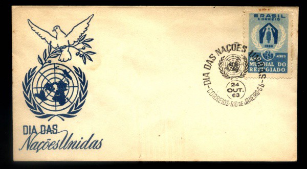 ENVELOPE  DO BRASIL - ANO 1963 - CIRCULADO -CARIMBO TEMATICO - TEMA - DIA DAS NAÇÕES UNIDAS