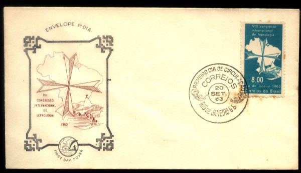 ENVELOPE DO BRASIL - ANO 1963 - FDC - TEMA - VIII CONGRESSO INTERNACIONAL DE LEPROLOGIA