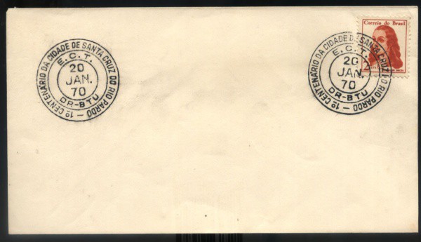ENVELOPE DO BRASIL - ANO 1970 - CARIMBO TEMATICO - 1 CENTENARIO DA CIDADE DE SANTA CRUZ DO RIO  PARD