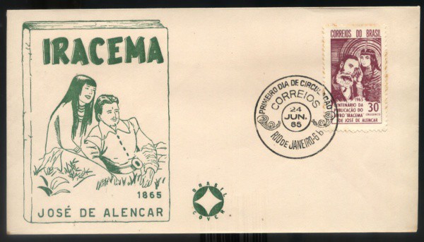 ENVELOPE DO BRASIL - ANO 1965 - TEMA - LITERATURA - LIVRO  IRACEMA - JOSE DE ALENCAR